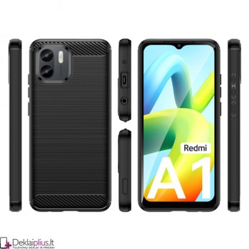 Carbon guminis dėklas - juodas (Xiaomi Redmi A1/A2)